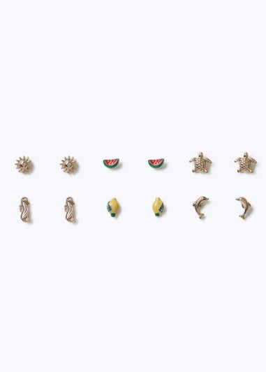 Muse 6 Pack Gold Beach Earrings
