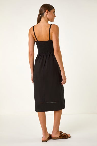 Roman Black Lace Panel Strappy Midi Dress