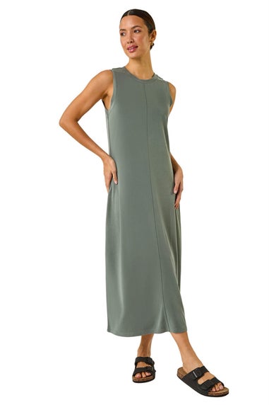 Roman Khaki Sandwash Stretch Midi Dress