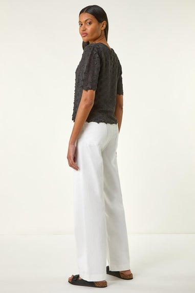 Roman Black Textured Tie Front Shrug