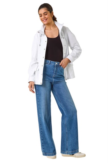 Roman White Buttoned Safari Jacket
