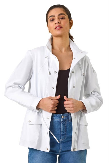 Roman White Buttoned Safari Jacket