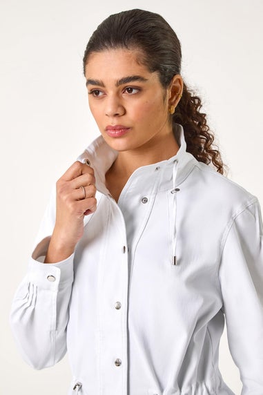 Roman White Buttoned Safari Jacket