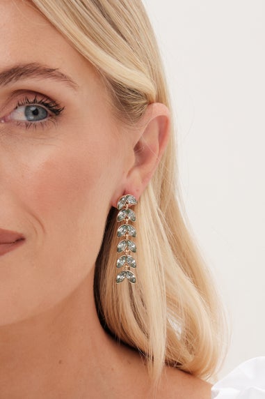 Mood Gold Green Leaf Linear Drop Earrings