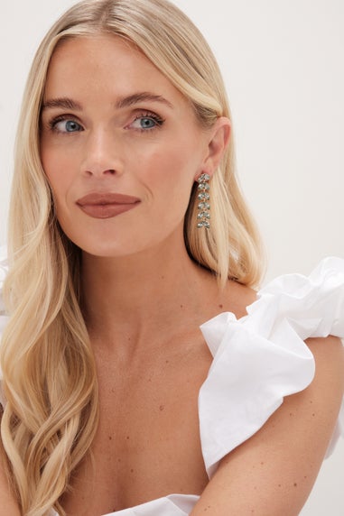 Mood Gold Green Leaf Linear Drop Earrings