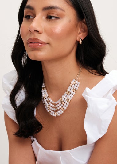 Mood Gold Pearl & Polished Multirow Necklace