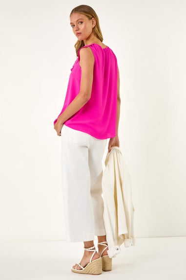 Roman Candy Pink Ruffle V Neck Vest Top