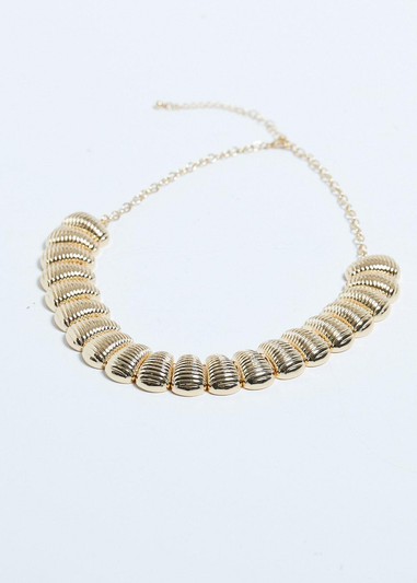 Mood Gold Polished Ridged Collar Necklace