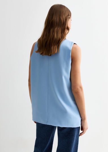 Gini London Light Blue Tailored Longline Waistcoat