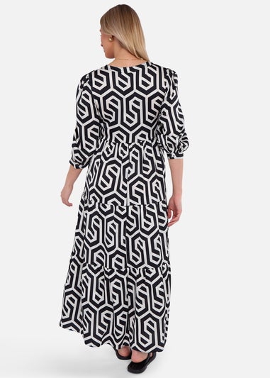 Gini loondon Black Geo Print Smock Maxi Dress