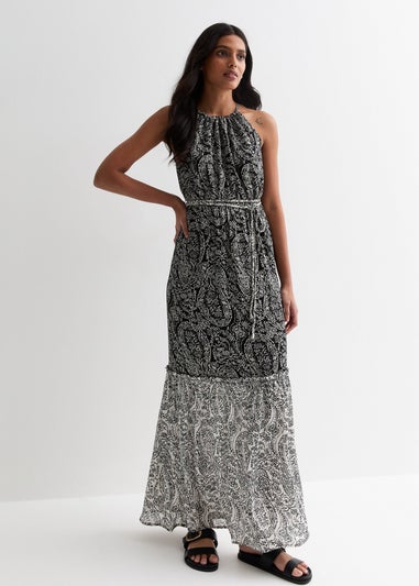 Gini London Black Halter Neck Maxi Dress