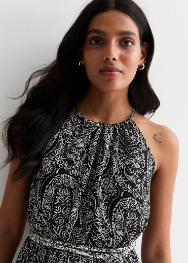 Gini London Black Halter Neck Maxi Dress