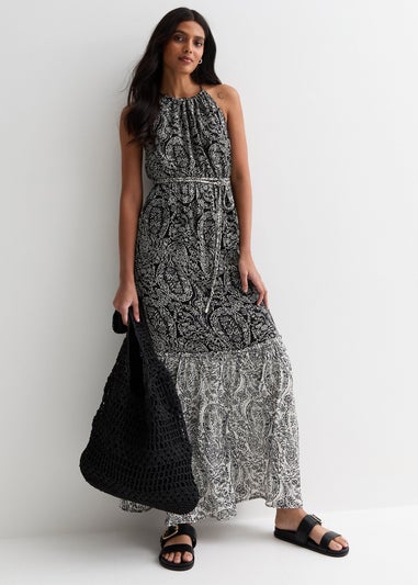 Gini London Black Halter Neck Maxi Dress