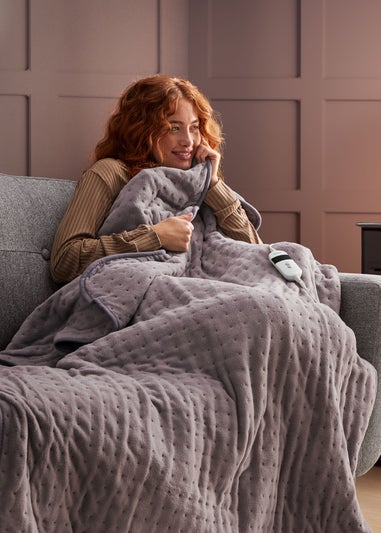 Silentnight Grey Heated Fleece Throw