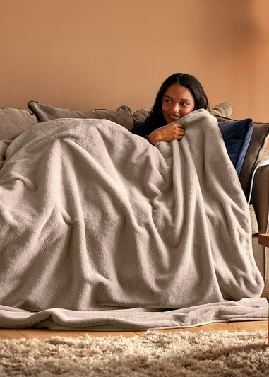 Silentnight Natural Heated Faux Fur Throw