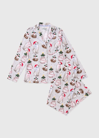 Grey Penguin Button Up Family Pyjama Set
