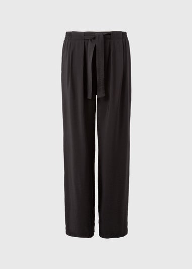 Black Tie Waist Wide Leg Trousers