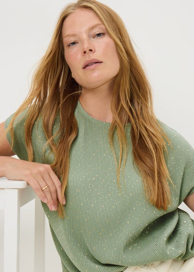 Sage Foil Spot Plisse T-Shirt