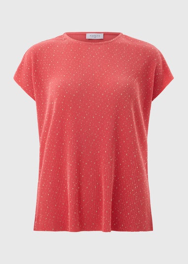 Coral Foil Spot Plissé T-Shirt
