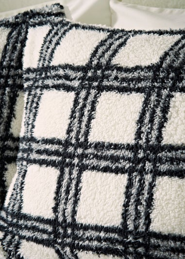 Black Mono Check Teddy Duvet Set