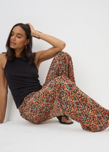 Multicoloured Aztec Wide Leg Trousers