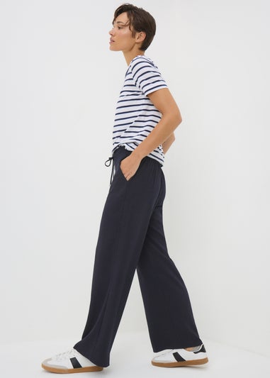 Navy Full Length Clipper Trousers