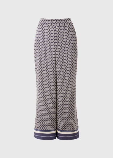 Et Vous Navy Chain Pattern Twill Co Ord Trousers