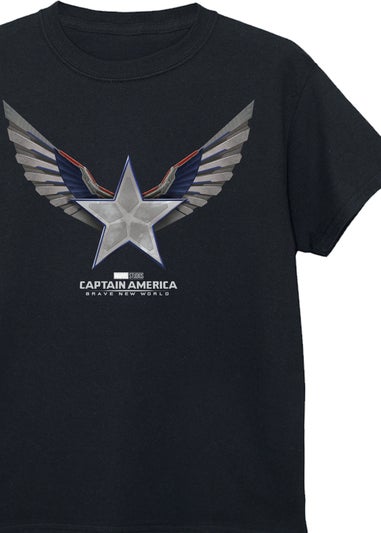 Marvel Captain America Wings Boys Black T-Shirt (3-13 Years)