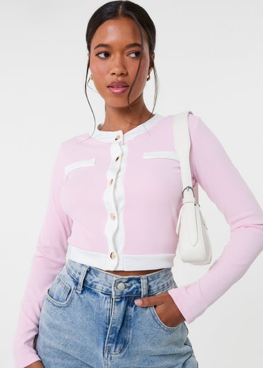 Pink Vanilla Pink Slinky Two Tone Cardigan