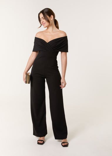 Blue Vanilla Black Bardot Wrap Jumpsuit
