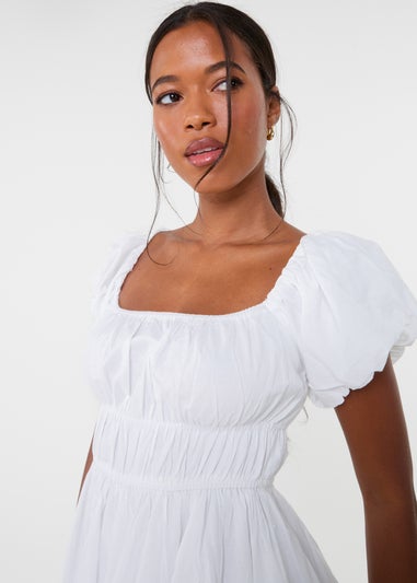 Pink Vanilla Ivory Puff Sleeve Mini Dress with Shorts