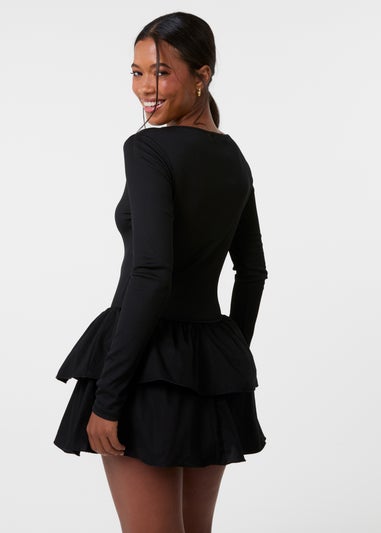 Pink Vanilla Black Rib Dress With RaRa Skirt