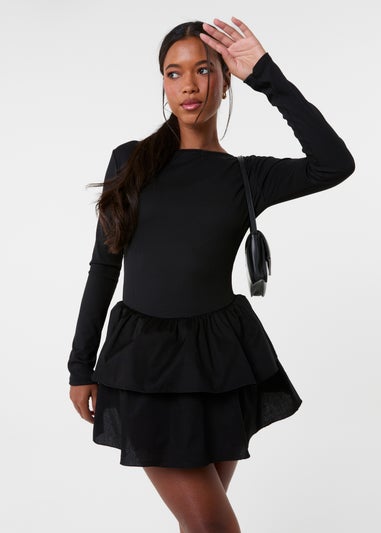 Pink Vanilla Black Rib Dress With RaRa Skirt