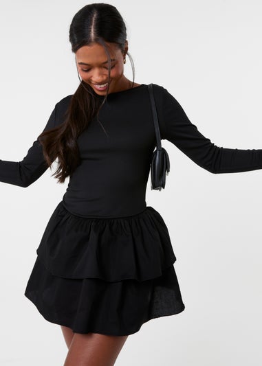 Pink Vanilla Black Rib Dress With RaRa Skirt