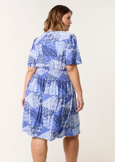 Blue Vanilla Blue Curve Shirred Waist Button Mini Dress