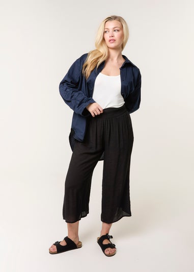 Blue Vanilla Black Shirred Culottes