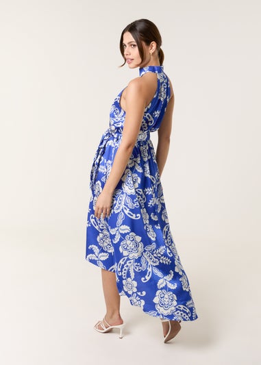 Blue Vanilla Blue Halter Neck Frill Hem Dress