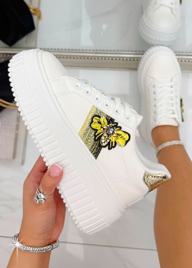 Love Lemonade Crystal Chunky Platform Bee Trainers Gold
