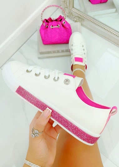 Love Lemonade Hot Pink Crystal Deluxe Trim Trainers