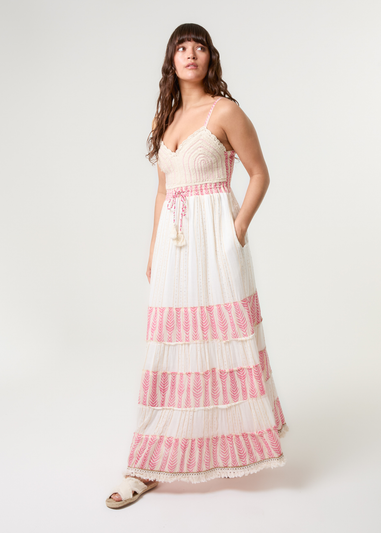 Crochet Lurex Tiered Dress