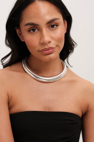 Jon Richard Silver Plated Statement Omega Necklace