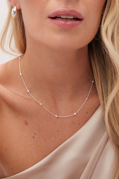 Simply Silver Sterling Silver 925 Polished Textured Nugget Chain Necklace