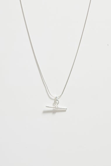 Simply Silver Sterling Silver 925 Polished Textured T bar Pendant