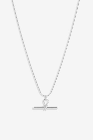 Simply Silver Sterling Silver 925 Polished Textured T bar Pendant