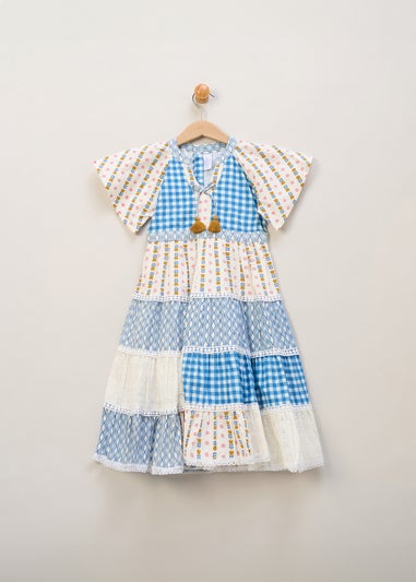 Miss Blue Printed Patch Work Summer Dress (5-7yrs)