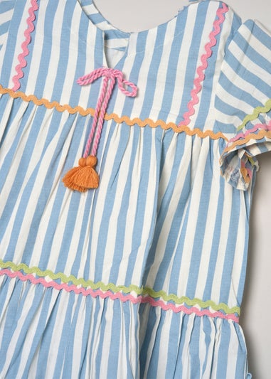 Miss Light Blue Printed Boho Summer Dress (2-7yrs)