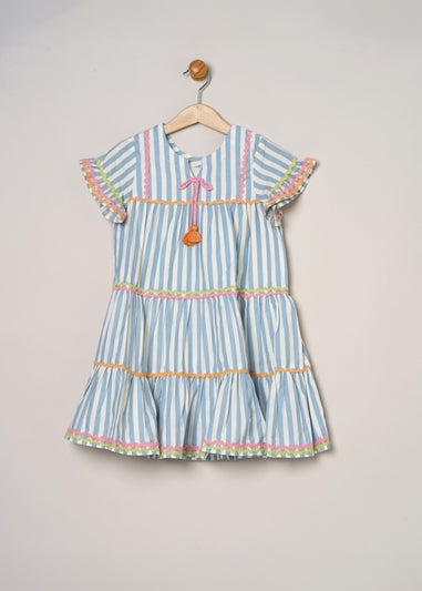Miss Light Blue Printed Boho Summer Dress (2-7yrs)