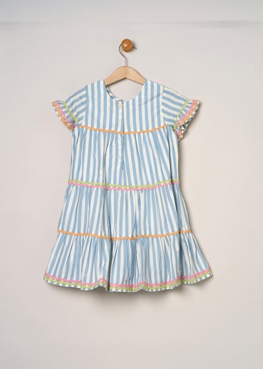 Miss Light Blue Printed Boho Summer Dress (2-7yrs)