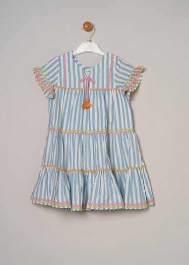 Miss Light Blue Printed Boho Summer Dress (2-7yrs)