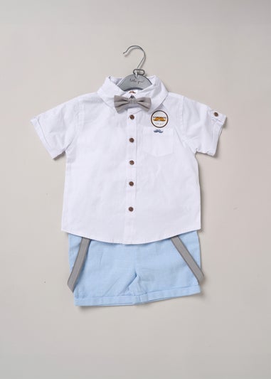 Little Gent Light Blue Shirt Shorts & Braces Outfit Set (2-7yrs)